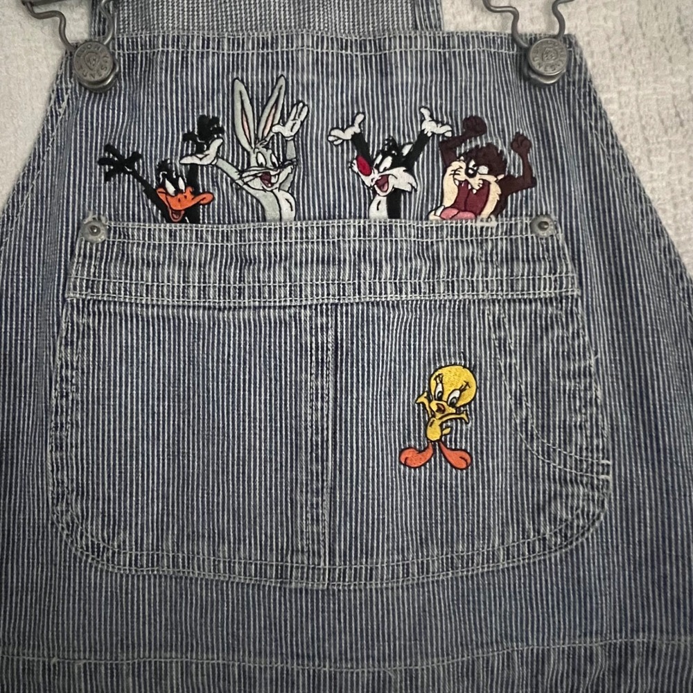Vintage 90's‎ Warner Bros Looney Tunes Hickory Stripe Denim Shorts L Kidcore Y2K